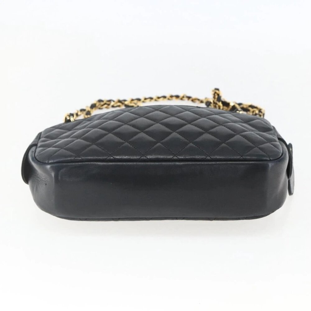 CHANEL Chain Matelasse Shoulder Bag Lamb Skin Black Gold CC Auth ar13902 - Picture 5 of 16